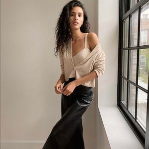 Aritzia Wilfred Sicily Cardigan in Heather Tannin Size Small